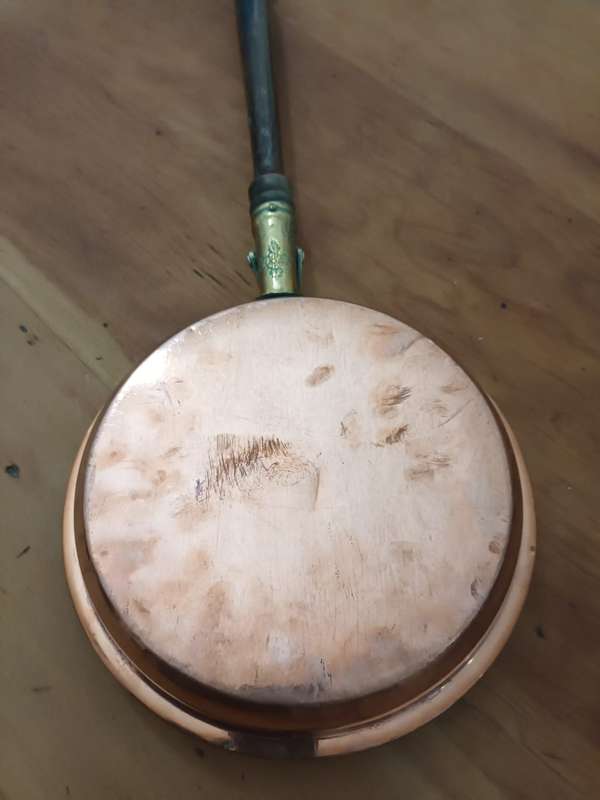 Antique or Vintage Copper and brass bed warmer, Claridge's Hotel London.