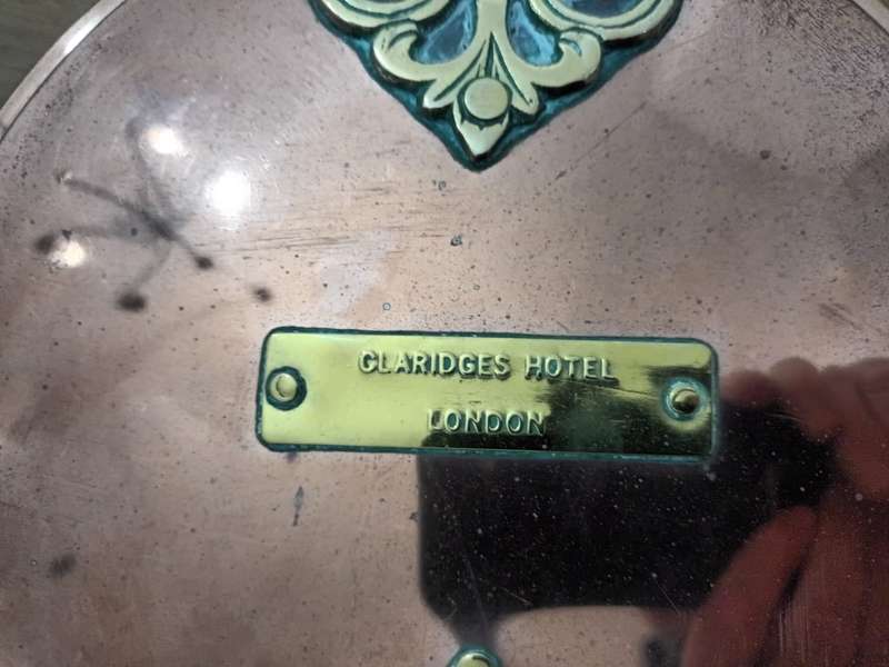 Antique or Vintage Copper and brass bed warmer, Claridge's Hotel London.