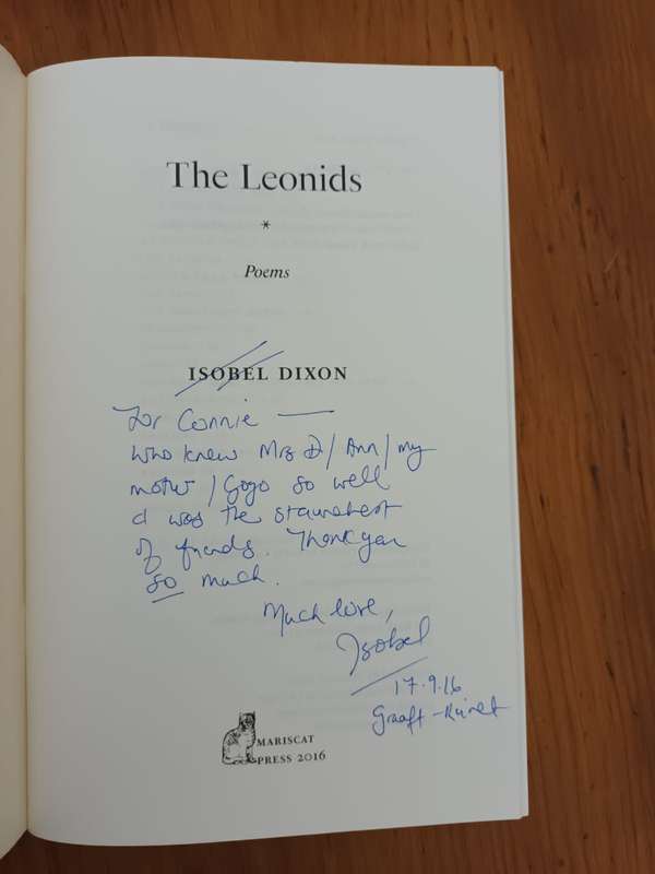 Isobel Dixon, The Leonids: Poems. Inscribed.