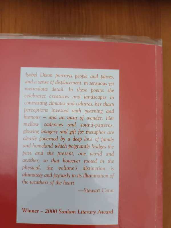 Isobel Dixon, Weather Eye, poet's first collection 2001, inscribed