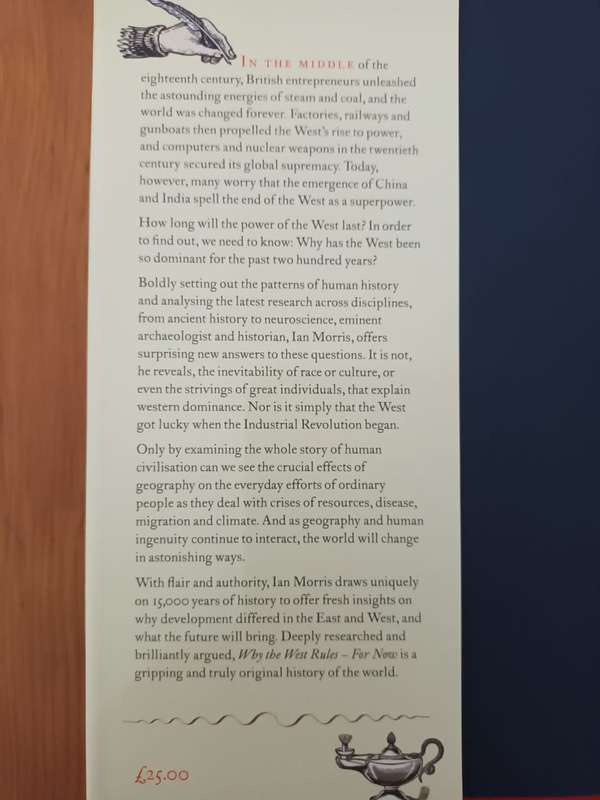 HARDCOVER EDITION: Why the West Rules - For Now (Ian Morris)