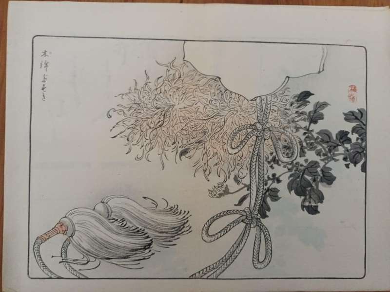 Eleven original Japanese hand-printed woodblock prints of chrysanthemums, 1890s