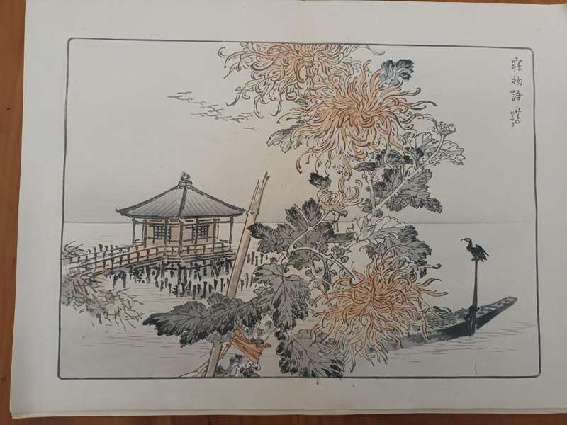 Eleven original Japanese hand-printed woodblock prints of chrysanthemums, 1890s