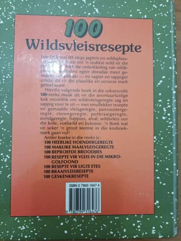 100 Wildsvleisresepte (venison recipes: Afrikaans text)