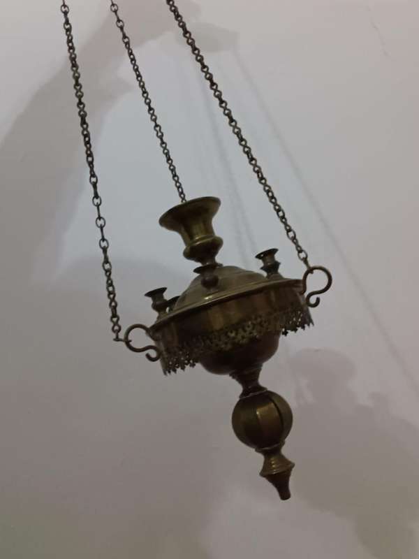 19th century brass ecclesiastical pendant lamp