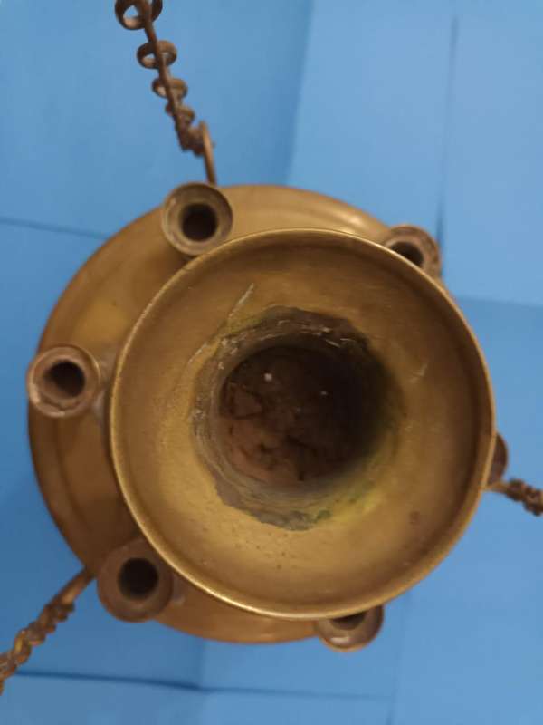 19th century brass ecclesiastical pendant lamp
