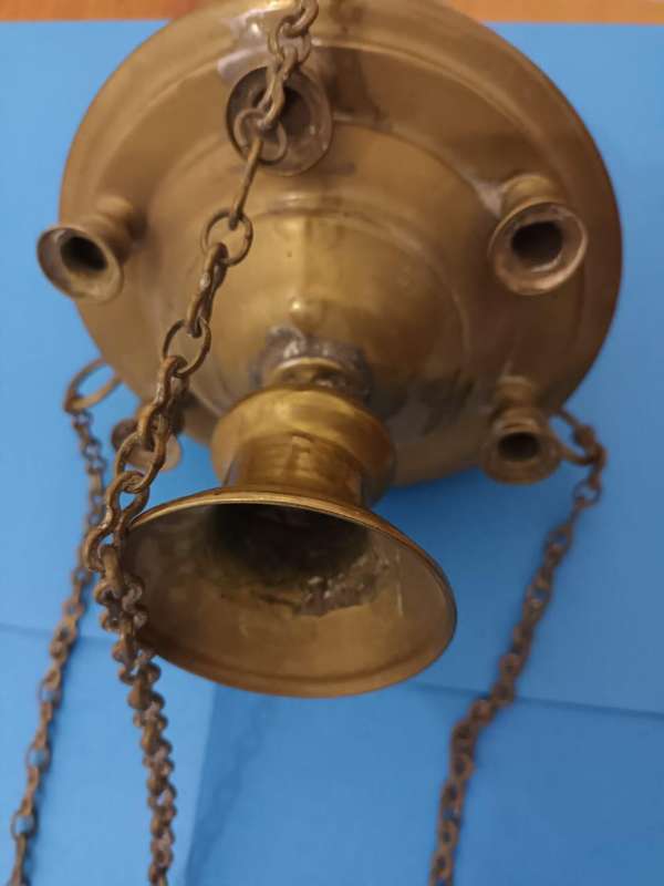 19th century brass ecclesiastical pendant lamp
