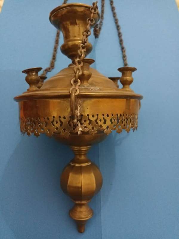 19th century brass ecclesiastical pendant lamp