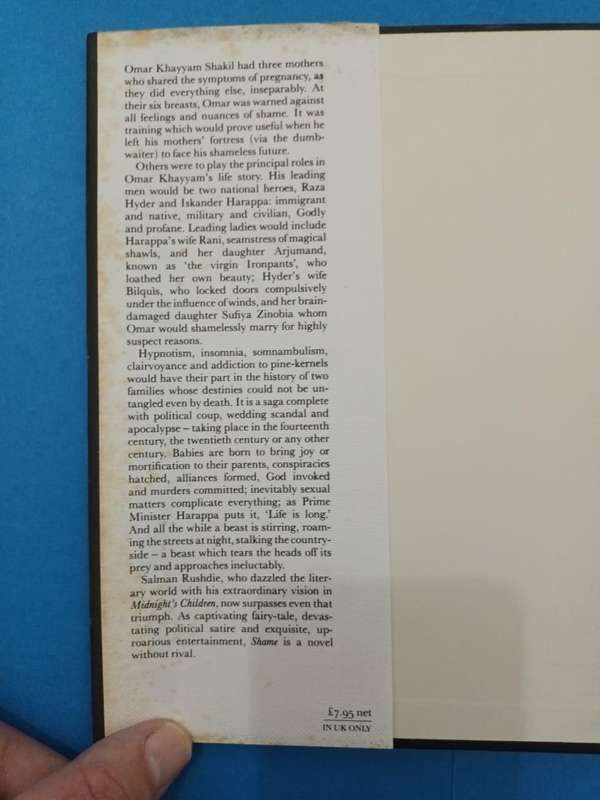 Salman Rushdie, Shame, 1st UK edition, signed!!!