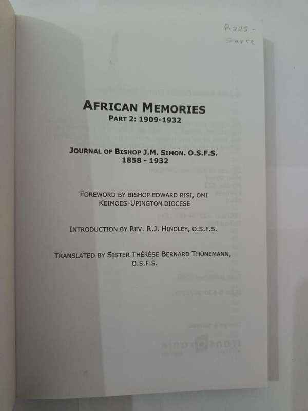 African Memories. ... Journal of Bishop Jean M. Simon.