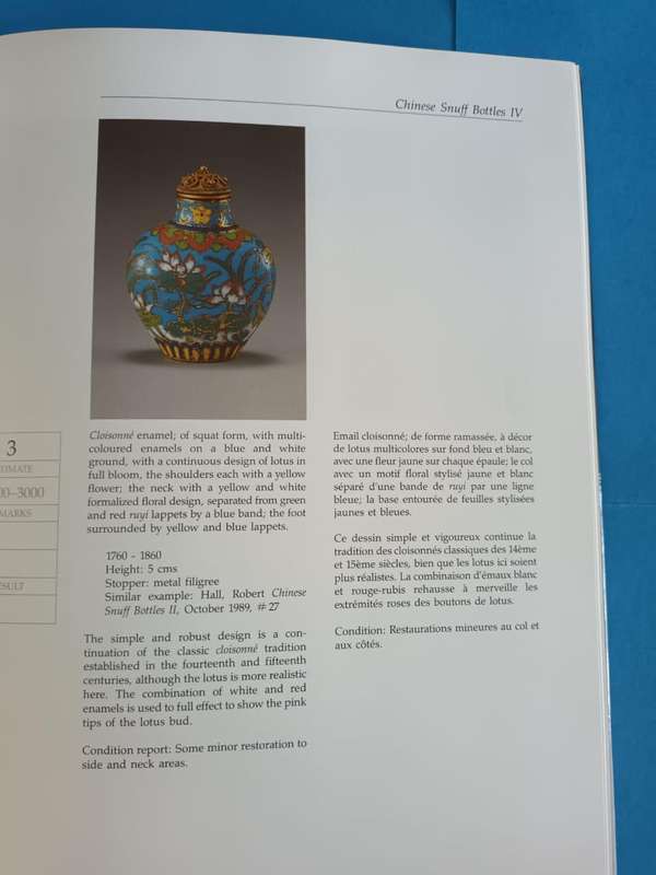 Robert Hall (sumptuous auction catalogue), Fine Chinese Snuff Bottles, 1991