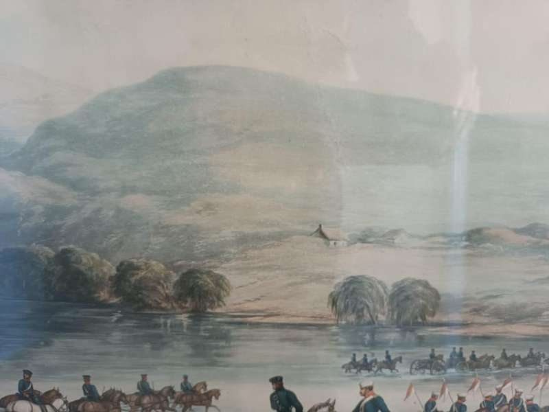Rare Africana: original hand-coloured aquatint print from the 8th Frontier War, 1852