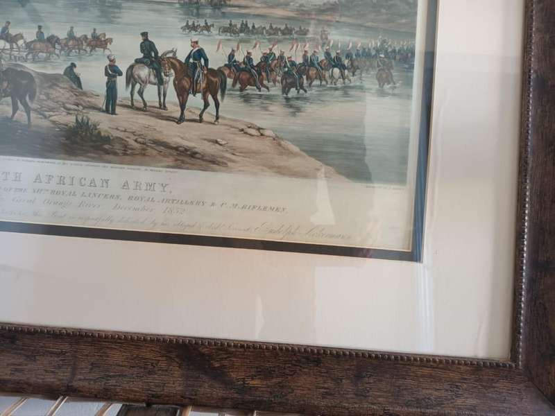 Rare Africana: original hand-coloured aquatint print from the 8th Frontier War, 1852
