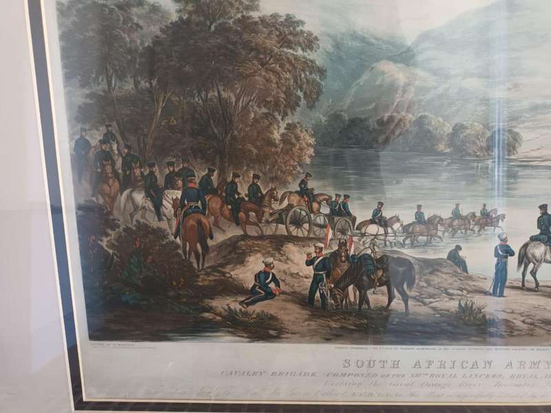 Rare Africana: original hand-coloured aquatint print from the 8th Frontier War, 1852