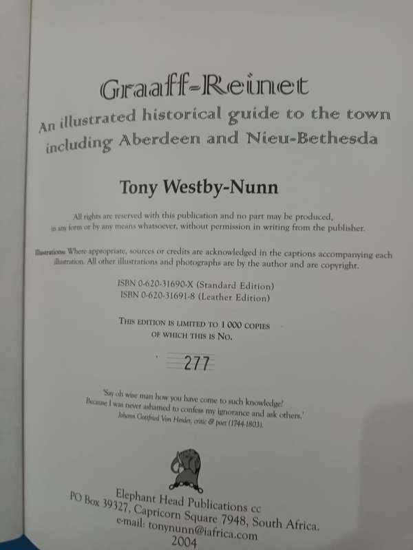 Graaff-Reinet: An Illustrated Historical Guide to the Town, incl Aberdeen & Nieu-Bethesda