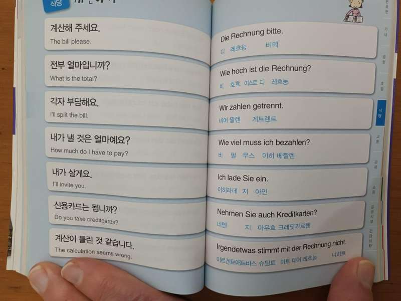 Korean - German Travel Phrase book (also with English translation)