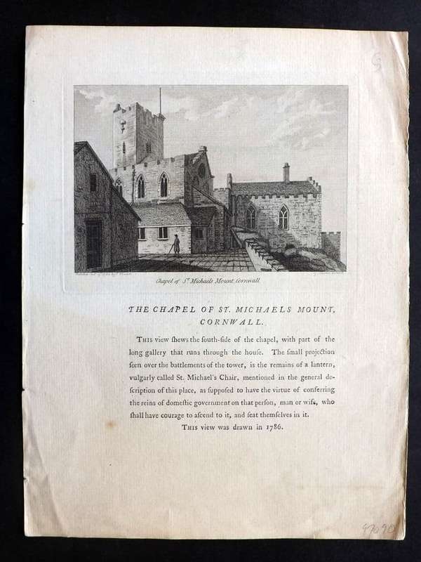 CHAPEL, ST MICHAEL'S MOUNT, CORNWALL, ORIG 18TH-CENT. WATERCOLOUR, SAMUEL HIERONYMUS GRIMM