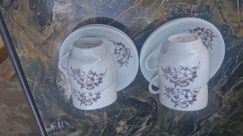 Pioneer Porcelain set of 4 Espresso Size Cups & Saucers