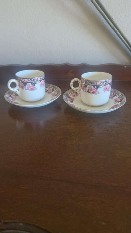 2 x small Grafton China espresso size cups and saucer