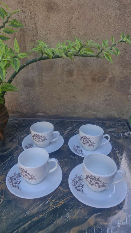 Pioneer Porcelain set of 4 Espresso Size Cups & Saucers