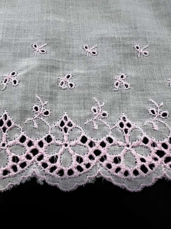 Assorted mixed bundle Anglaise and other lace / trim (mainly white, pink and red)