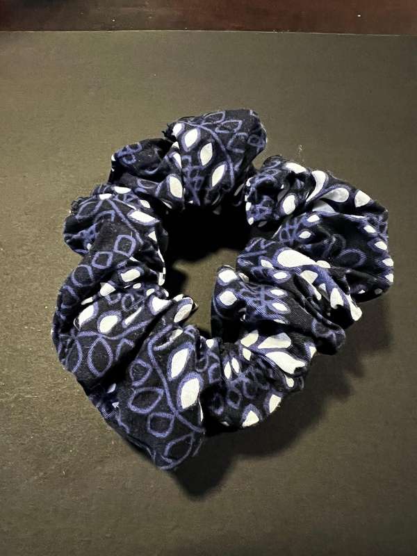 Navy and white scrunchies