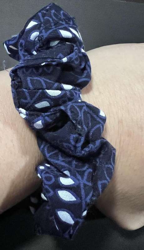Navy and white scrunchies