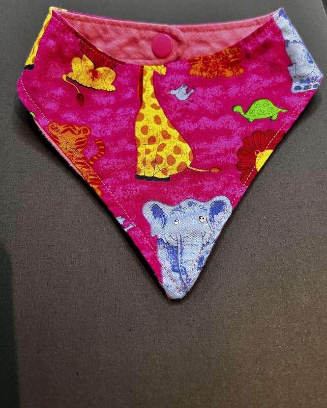 Baby bandana bib - newborn size (zoo animals)