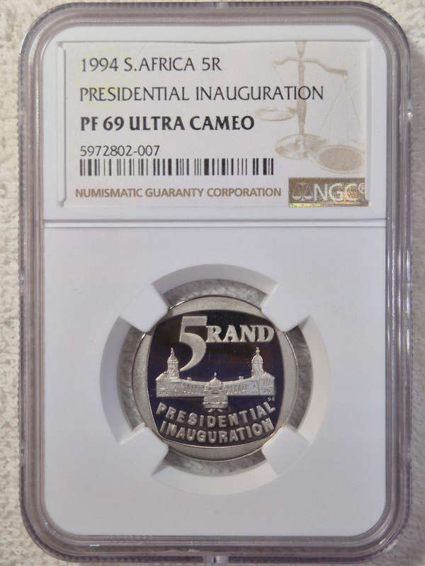 1994 Presidential Inauguration R5 coin- Graded PF69 Ultra Cameo