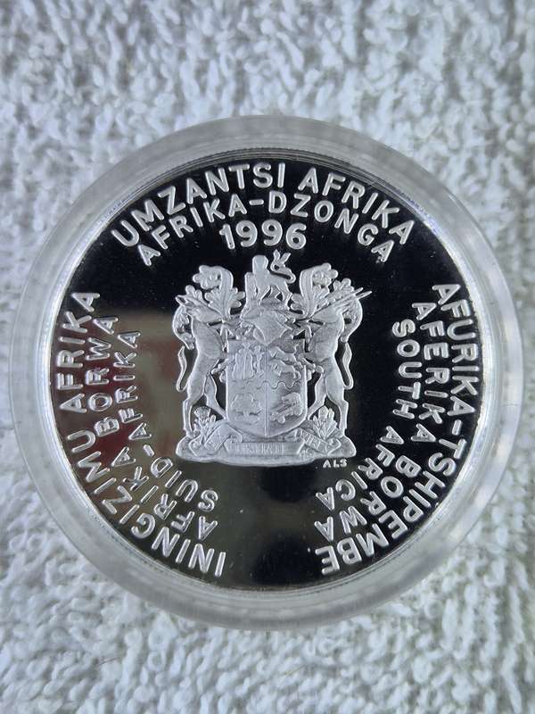 1996 African Cup of Nations 1oz South African R2 Proof coin