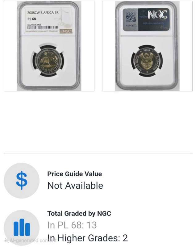 2008 CW PL68 NGC Oom Paul Press R5 coin