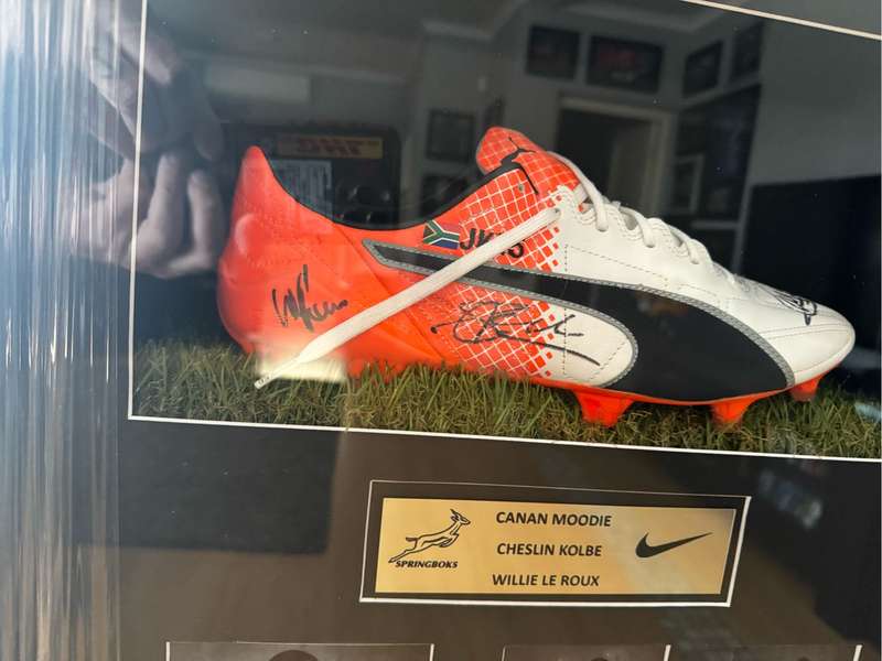 Rugby Boot Signed and Framed