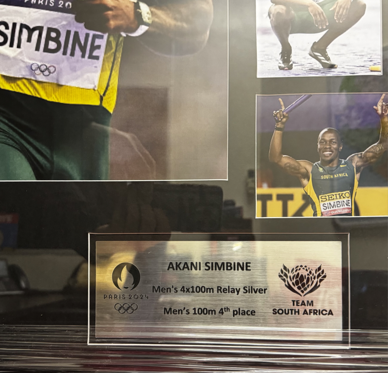 Sport Memorabilia Frame Signed By All Star Akani Simbine