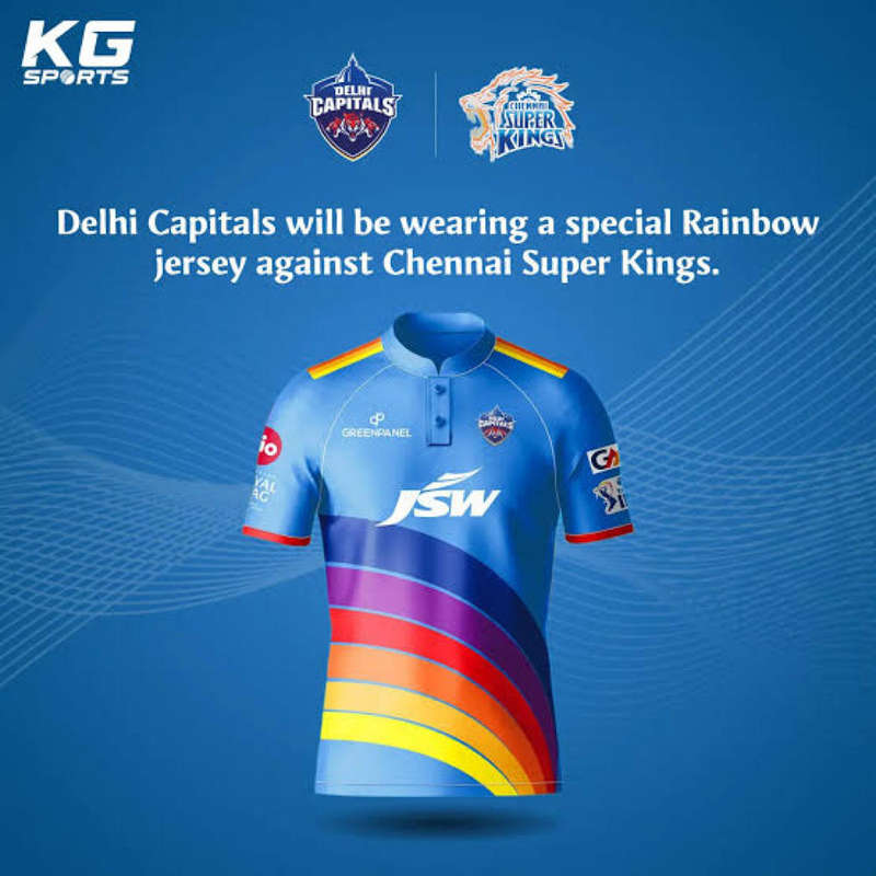 Cricket Jersey Delhi Capitals Rainbow Jersey Player Issue(No Number) Size L