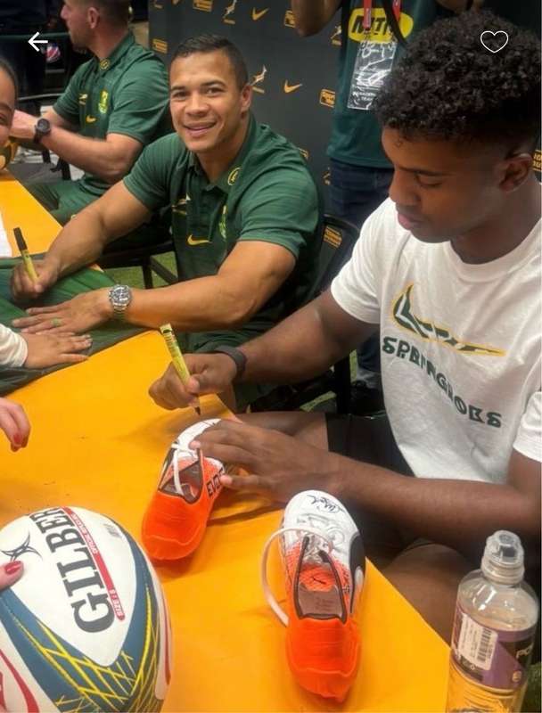 Springbok Rugby Player Issue Boot Signed Cheslin Kolbe,Willie Le Roux and Canan Moodie