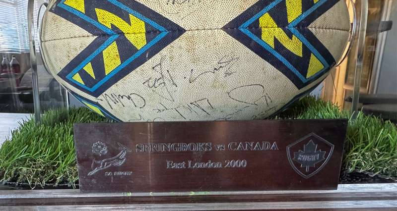 Springbok Signed Rugby Ball in Display Case