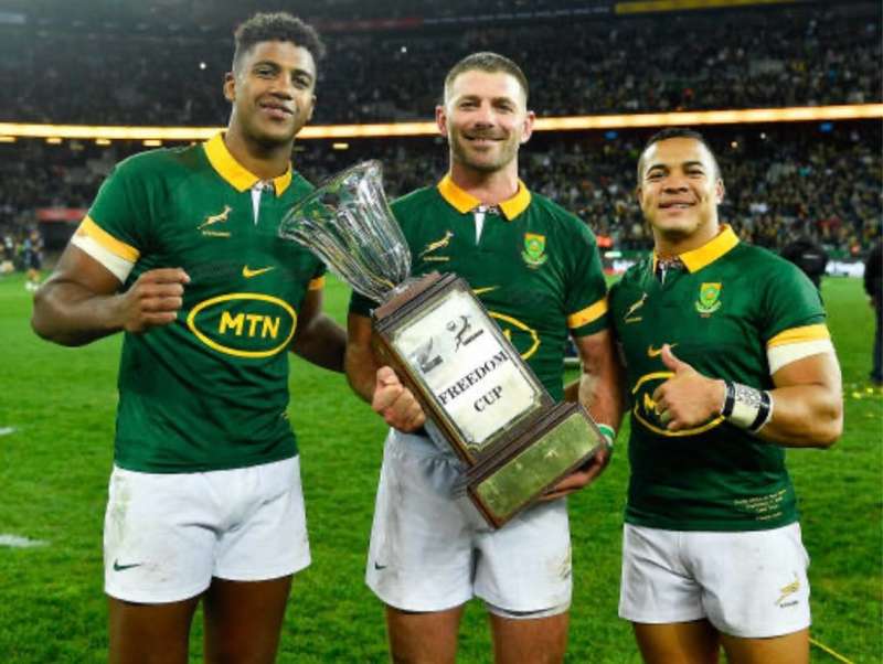 Springbok Rugby Player Issue Boot Signed Cheslin Kolbe,Willie Le Roux and Canan Moodie