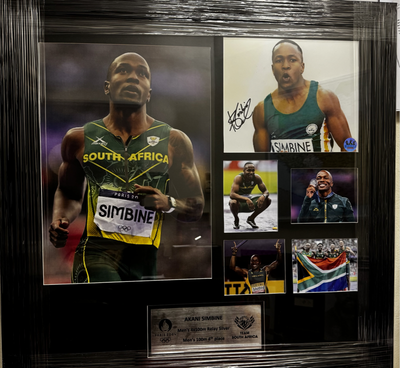 Sport Memorabilia Frame Signed By All Star Akani Simbine