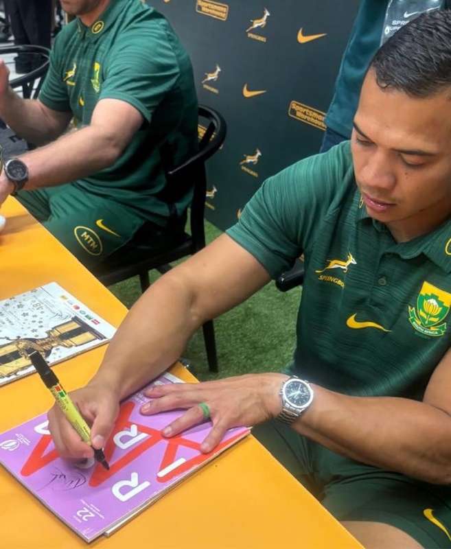 Rugby program SA vs Ire RWC 2023 Signed Cheslin Kolbe and Canan Moodie