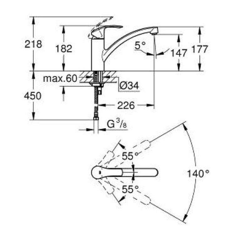 GROHE G-33281002 EUROSMART SINK MIXER 15mm CP