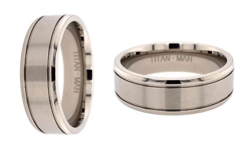 Titan Man TITANIUM DBL GROOVE POLISHED RING - 6MM RD13600