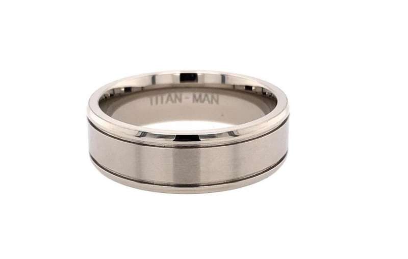 Titan Man TITANIUM DBL GROOVE POLISHED RING - 6MM RD13600