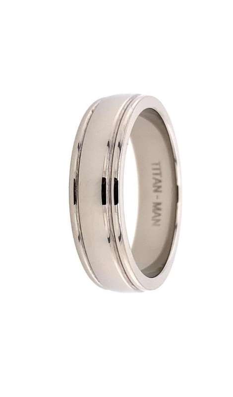 Titan Man TITANIUM BRUSHED CENTRE BEVEL EDGE RING - 7MM RD13606
