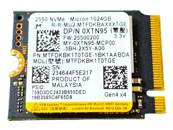 Micron MTFDKBK1T0TGE-1BK1AABDA - 1TB PCIe NVMe M.2 2230 Gen4x4 Solid State SSD