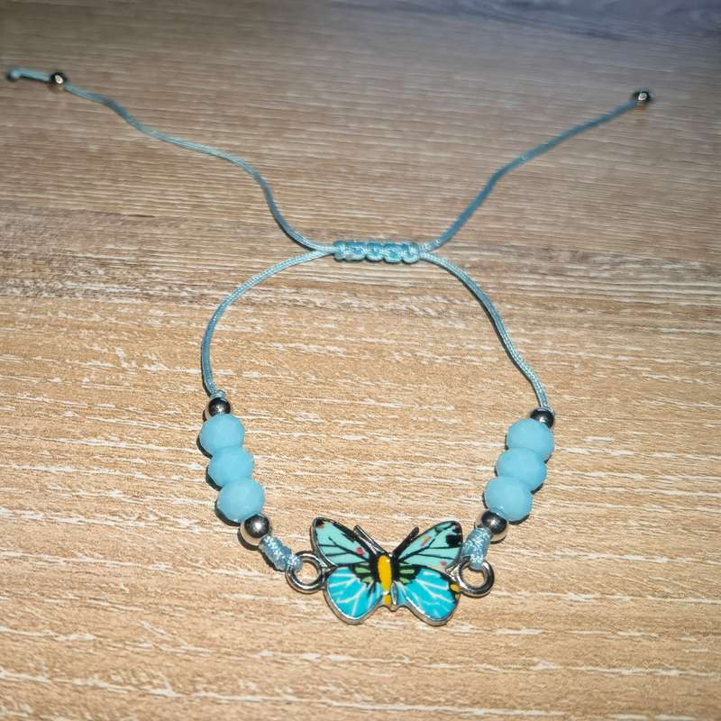 Butterfly String Bracelet Light Blue