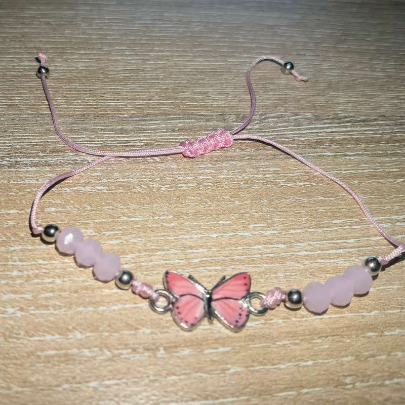 Butterfly String Bracelet Pink
