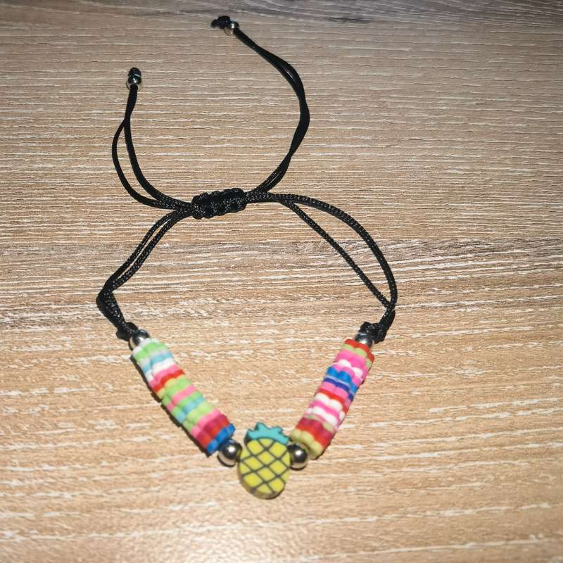 Fruit String Bracelet Black - Pineapple