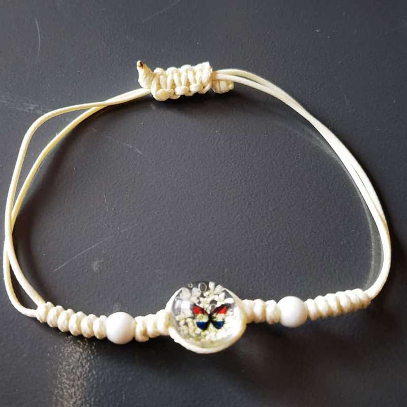 Rose Butterfly White String - White Flower Bracelet