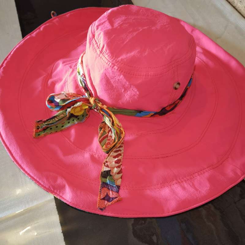 Double Sided Wide Brim Sunhat Bright Pink
