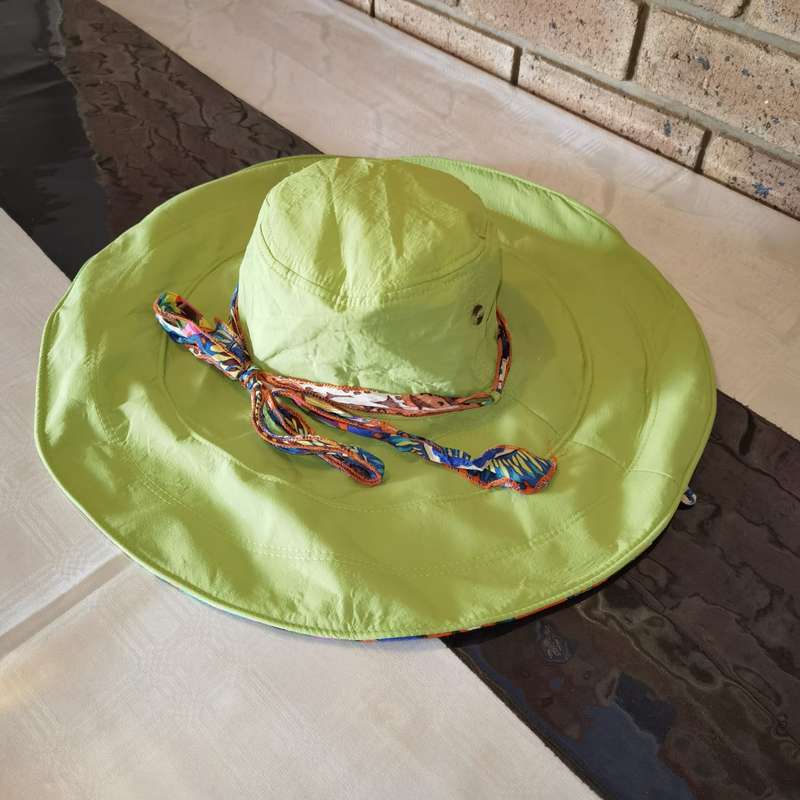 Double Sided Wide Brim Sunhat  Lime Green